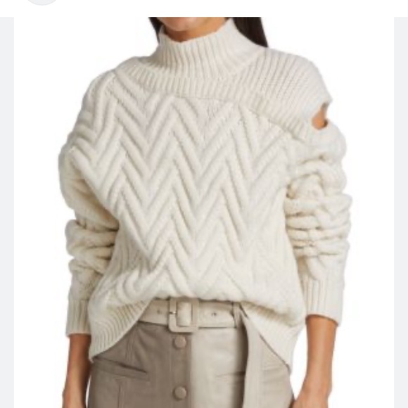 Gestuz Marsela knitted modern cut out “fisherman”sweater in ivory - Picture 1 of 9